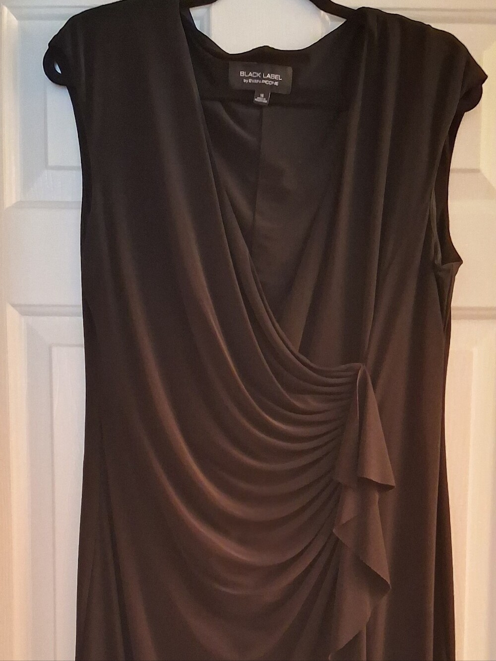 Evan Piccone Black Draped Midi Dress